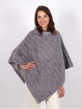 Soft Faux Fur Poncho W/ Weave Pattern 